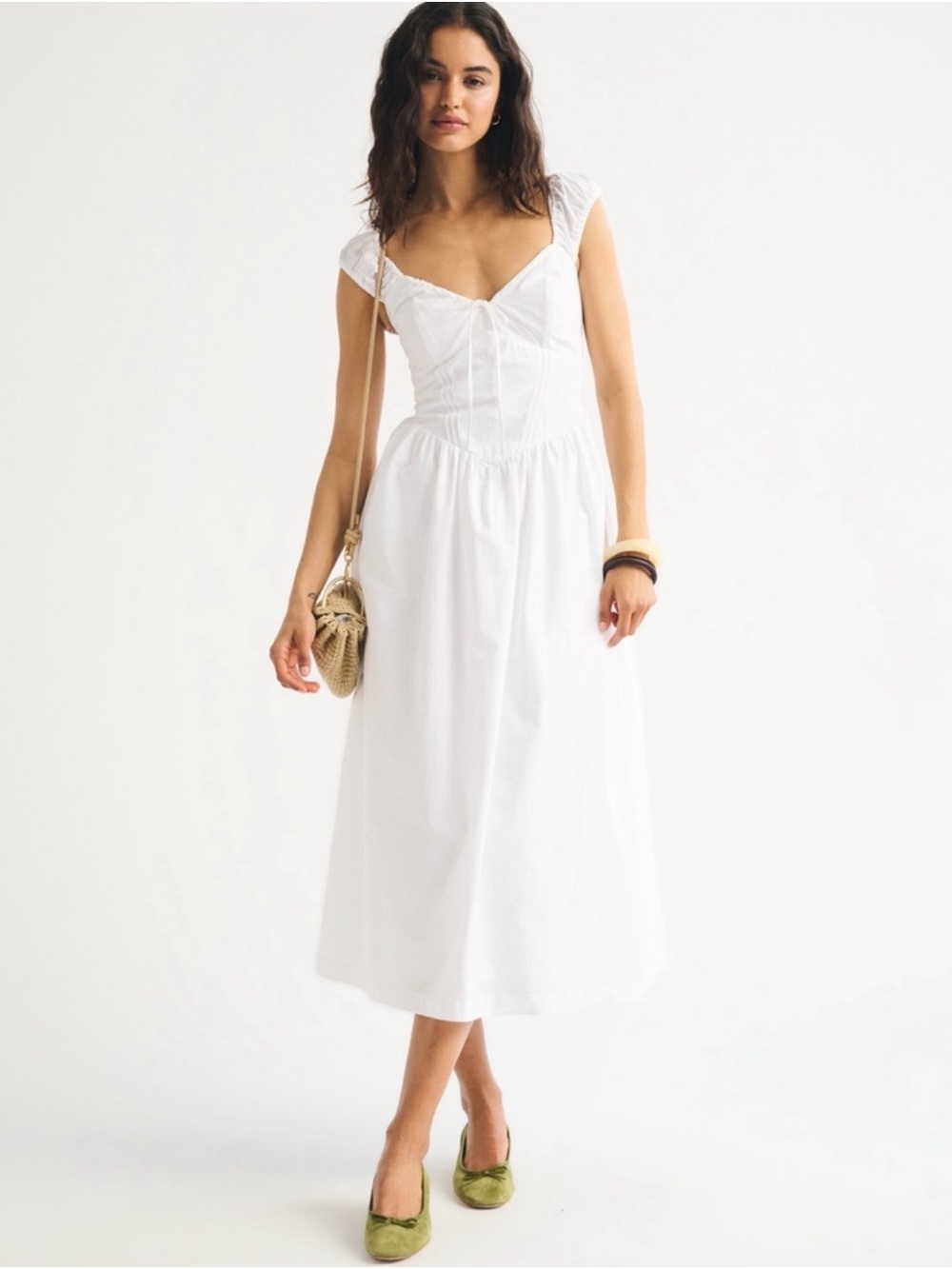 White Cap Sleeve Midi Dress - Classic Summer Style